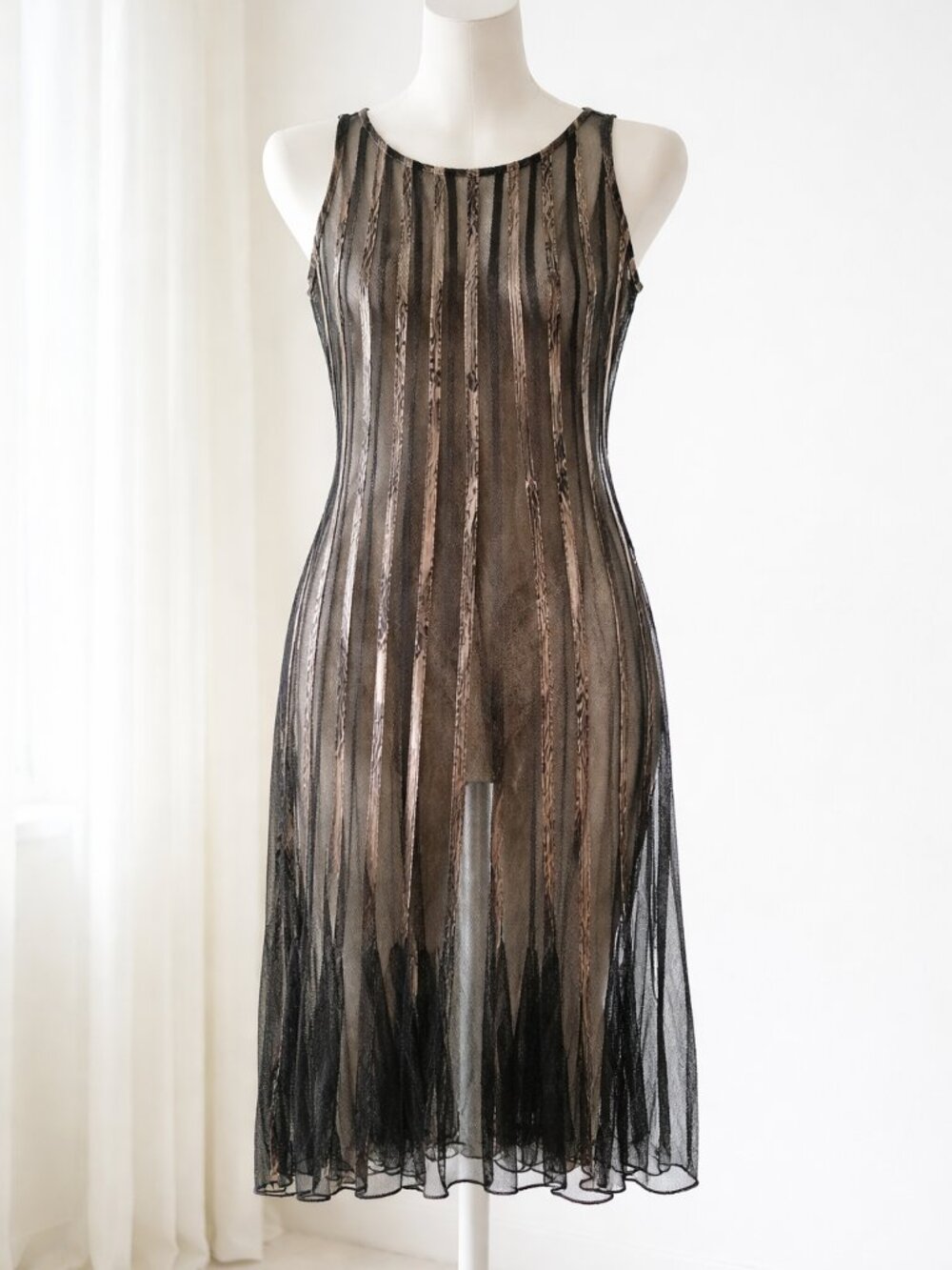 See-Thru Striped Animal Print Beach Cover Up Sheer Dress